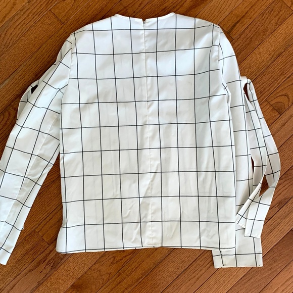 ZARA | White Windowpane Plaid Long sleeve Small - Picture 7 of 7